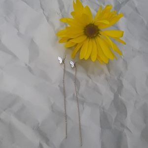 Silver Butterfly thread through earrings